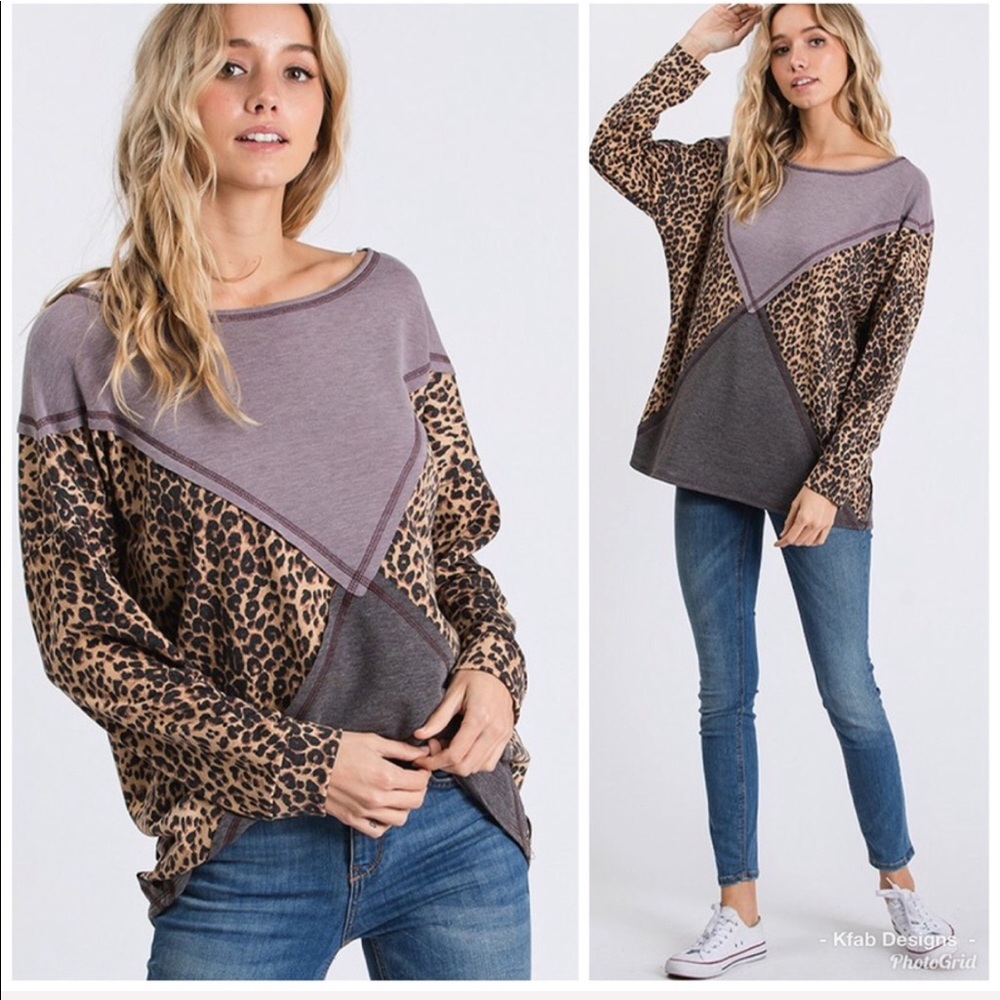 ❤️LAST 2! Animal Print Super Soft Color Block Top! - Picture 4 of 8